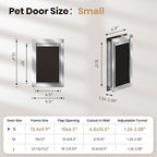 Cat Door, All Aluminum Small Dog Doggy Doggie Door for Install in Interior Exterior Doors or Wall, Heavy Duty Pet Door, 2 Magnetic Flaps, Energy Efficient, Closing Panel for Pets Up to 22Lb