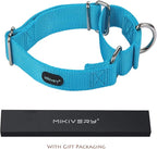 Mikivery Martingale Dog Collar Nylon Adjustable and Safety Training Colourful Comfortable Metal Buckle Pet Collars for Small Medium and Large Dogs(Ice Blue,L)
