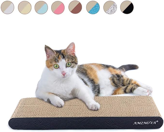AMZNOVA Cat Scratcher Rescratch Cat Scratching Board, Scratching Pad with Catnip for Indoor, Flat Cardboard Scratcher Scratch Board for Kitten, Narrow, Textured Black