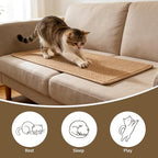 FHTONGE 39.4x15.8 Thickened Cat Wall Climbing Carpet with 16 Fixed Nails, Extra Large Tall Cat Scratch Pad for Wall, Wall Mounted Climbing Cat Scratcher for Furniture Couch Sofa Protector(Camel)