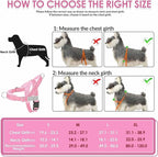 Lukovee No Pull Dog Harness & Leash Set - Heavy Duty Dog Vest Harness with Soft Padded for Medium Large Dogs, Adjustable Reflective Tactical Pet Harness for Easy Walk and Training (L, PI)