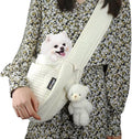 NATUYA Small Dog Carrier Sling Cat Sling-Dog Slings for Carrying Small Dogs-Adjustable Strap Hand Free Pet Puppy for Outdoor Traveling Subway (White, Canvas-Adjustable Strap)