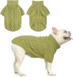 BEAUTYZOO Small Dog Sweater-Dog Sweatshirt Pullover Cable Knit Wear Classic Turtleneck Thick Cold Weather Clothes for Small Dogs, Medium Dogs, Puppies,Green Cable S/M (Back: 14",Chest: 18", Neck: 11")