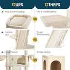 WEEWAY 68 Inches Multi-Level Large Cat Tree for Feline‌/Big Tower/Condo/Cozy Plush Kitty Perches/Fluffy Balls/Sisal Scratching Posts and Hammocks/Cave/Furniture Activity Center/Beige