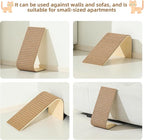 THAKWEN Natural Cork L-Shaped Cat Scratcher, Eco-Friendly Corrugated Paper Wear-Resistant Cat Scratching Pad, Wall/Sofa-Mounted Cat Claw Grinding Toy for Small Apartments, Pet Supplies (Floral Red)