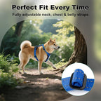 Plutus Pet Adjustable No Pull Dog Harness with Leather Accents, Heavy Duty Reflective Nylon Vest for Training, Hiking, Easy Walk Harness for Small, Medium, Large Dogs (Royal Blue, M)
