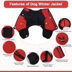 DENTRUN Dog Winter Coat, Warm Fleece Jacket, Pajamas Turtleneck Dog Sweater, Puppy Cold Weather Outfit Thermal Bodysuit, Sweatshirts Snowsuit, Soft Jumpsuit