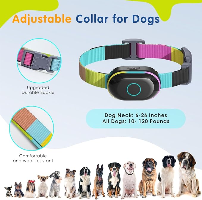 Dog Shock Collar & Dog Bark Collar, 2 in1 Collar Dog Bark Training Collar with 5 Adjustable Sensitivity, 3 Training Modes, 3300FT Remote, IPX7 Waterproof, Rechargeable for Dogs (Multi-Color)