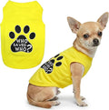 Parisian Pet Dog Shirt – 100% Cotton Shirts for Small Dogs - Sleeveless Yellow Puppy Vest with Paw Print – Breathable Pet Apparel – Pullover Summer Dog Clothes - Stretchy Funny T Shirts for Dogs