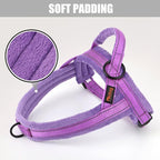 Didog Soft Flannel Padded Dog Vest Harness, No Pull/Quick Fit Reflective Dog Strap Harness, Easy for Training Walking (M:Chest 22-26", Purple)