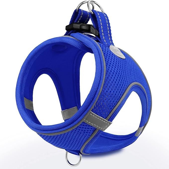 Joytale Small Dog Harness, Breathable Mesh Step-in Vest, Reflective Soft Padded Harnesses for Small and Medium Dogs, Navy Blue, M
