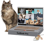 3-in-1 Cardboard Cat Scratcher Laptop with 'Mouse' Jingle Ball, Stickers, Grey Cat Interactive Toy, Kitten Toy & Cat Scratching Pad