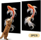 Nuxovilar Cat Wall Scratcher 15.3x23.6 Inches Polyester Synthetic Fiber, Red & White Koi Fish Print, wall scratchers for Indoor Cats, cat Scratching mat, Home Decor, Entryway, Office (2pcs)