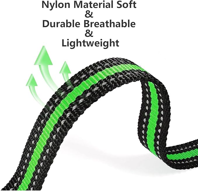 Aikko Reflective Adjustable Replacement Strap for Dog Shock Training Bark Collar, Ultra Comfy Soft Breathable, Most of Electronic Training Collar (Black+Green)
