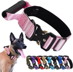 JSXD Tactical Dog Collar, 1.5 Inch Wide, Heavy Duty Military Training Collar with Handle, Metal Quick Release Buckle, 1000D Nylon, for Medium Large Dogs