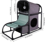 Goetland PVC Modern Cat Condo House Tree Medium Tower Bed Scratching Post Climber With Peek Hole and Dangling Ball for Kitty Indoors Dark Grey