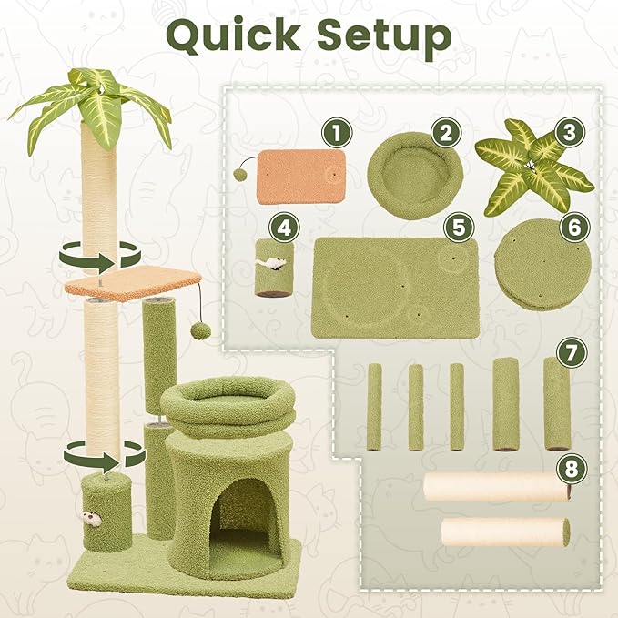 Cat Tree Tower with Scratching Post, Indoor 36in Medium Kitty Climbing Frame with Perch, Cave, Ball Toys, Multi Functional Kitten Climber and Scratcher, Stable Stand and Space Saving Design