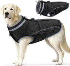 Dog Coat, Warm Dog Winter Coat for Large Dogs, Waterproof Jacket with Harness Built in, Reflective Turtleneck Cold Weather Coats with Zipper,Pet Fleece Vest Snow Jacket, Black XL