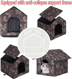 Cat Houses for Outdoor Cats, Weatherproof Outdoor House for Feral Cats, Warm Stable Stray Cats Shelter in Winter Brown Large