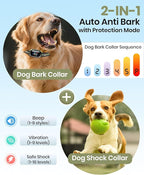 2-in-1 Bark & Shock Collar - Color Screen Dog Training Collar with Beep/Vibration/Shock/Anti Bark 4 Modes, 3300FT E Collar with Remote for Small Medium Large Dogs, IP67 Waterproof Rechargeable