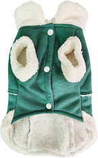 Jecikelon Bowtie Dog Cold Weather Coat Fleece Lining Warm Pet Puppy Turtleneck Dogs Winter Clothes for Small Dogs with D-Ring (Green, Large)