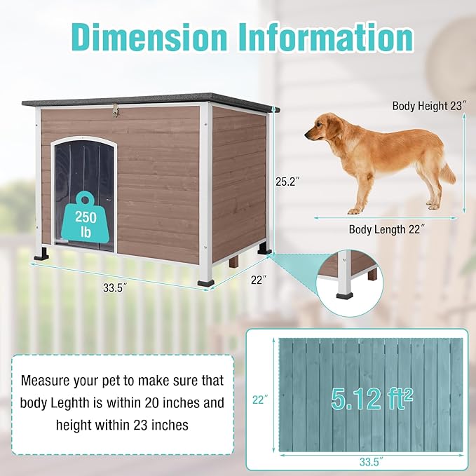 Heated Dog House Outdoor,Anti Bite Iron Frame Dog Kennel with Adjustable Temperature and Time,Insulated Weatherproof Outside Shelter for Feral Animal (Brwon, L)
