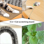 5-in-1 Multifunctional Cardboard Cat Scratcher,Cat Hair Brush for Grooming with Sturdy Cat Scratching Pad and Catnip Toy