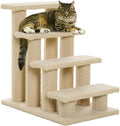 25" 4-Step Multi-Level Carpeted Cat Scratching Post Pet Stairs,cat Tree Tower cat Ladder for Indoor cat Gym for Indoor Cats cat Climbing Wall Small cat Tree for Indoor Cats Beige