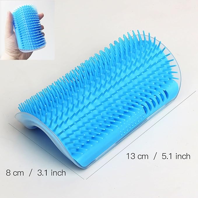 Premium Corner Cat Scratcher - Wall-Mounted Itch Relief and Play Center for Indoor Cats,Wall-Mounted Corner Cat Scratcher, Self-Grooming Brush (Blue)