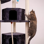 Tall Cat Tree - Multi-Level Cat Tower with Sisal & Condo - 82" Gray