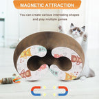 Foldable Cat Scratcher Toy (Wood Grain) - Interactive Reversible Kitty Toy with Bell for Anxiety Relief & Exercise | Clearance - Limited Stock