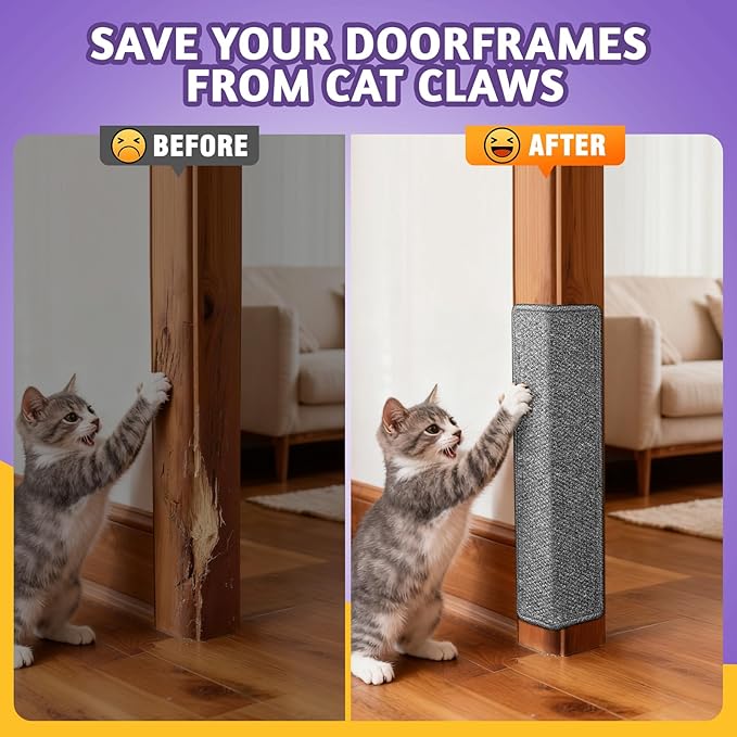 Door Protector from Cat Scratching 19.6" x 7.8" Cat Wall Corner Scratcher, Anti Scratch Door Frame Furniture Protector for Indoor Cats