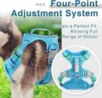 BARKBAY Dog Harness No Pull with ID Tag Pocket - Heavy Duty, Reflective, Easy Control for Large Dogs(Blue,XL)
