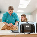 Cat Carrier Dog Carrier - Soft-Sided Cat Carrier with Plush Pad & Cooling Mat, Easy-Load 4-Side Zipper & 3-Side Mesh Ventilation, Pet Carrier Airline Approved for Cats/Dogs Up to 16 lbs, Blue