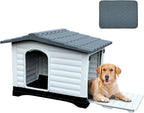 YITAHOME 2-Door Large Dog House with Elevated Base & Cushion, Plastic Pet House for Small and Medium Dogs, Easy Assembly, Waterproof for Indoor/Outdoor Use (36''L x 27.1''W x 26''H)