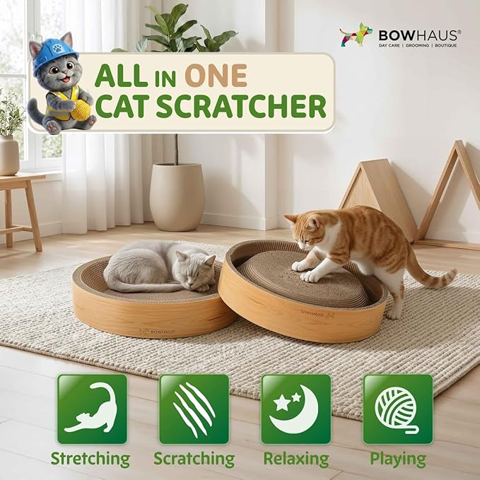 Round Cat Scratcher Bed, Cardboard Scratch Pad Lounge, Reversible Cardboard Cat Scratch Bowl for Indoor Cats, Durable Cat Scratching Board, Cat Scratcher Lounger Pad, Furniture Protector