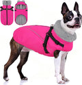 AOFITEE Dog Coat, Waterproof Dog Jacket with Harness Built in, Dogs Coats for Lage Dogs, Warm Fleece Zipped Pet Puffer Jacket, Outdoor Cold Weather Coats Pet Snowsuit for French Bulldog, Pink L