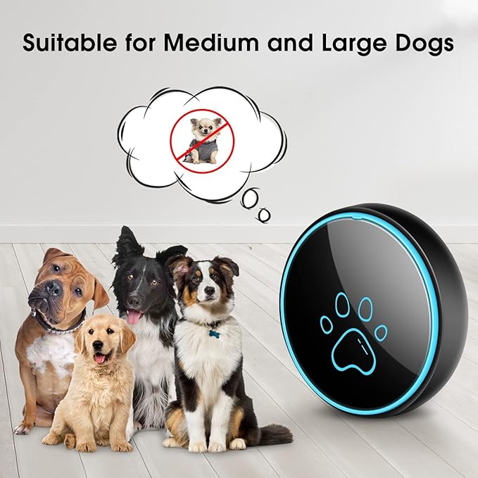 Comsmart Smart Wireless Dog Door Bell, Doggie Doorbell for Pet Potty Training Communication Go Outside Press Button with 38 Melodies 4 Volume Levels LED Flash (1 Receiver & 1 Transmitter), Black