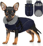 Dog Coats for Medium Dogs, Dog Snow Jacket, Reflective Pet Warm Fleece Vest for Cold Weather, Dark Blue M