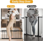 Dog Gate Indoor,18"-45" Adjustable Extra Wide Metal Short Dog Gate to Step Over, 18" Tall Small Pet Gate with 3 Extension Kits, Pressure Mounted Gate for Doorways & Stairs Black