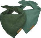 Premium Cotton Dog Bandanas - 2 Pack - Adjustable Fit - Washable - for Small, Medium & Large Breeds - Girl & Boy Dog Accessories - Multiple Sizes (Forest Green & Seafoam Green, Small)