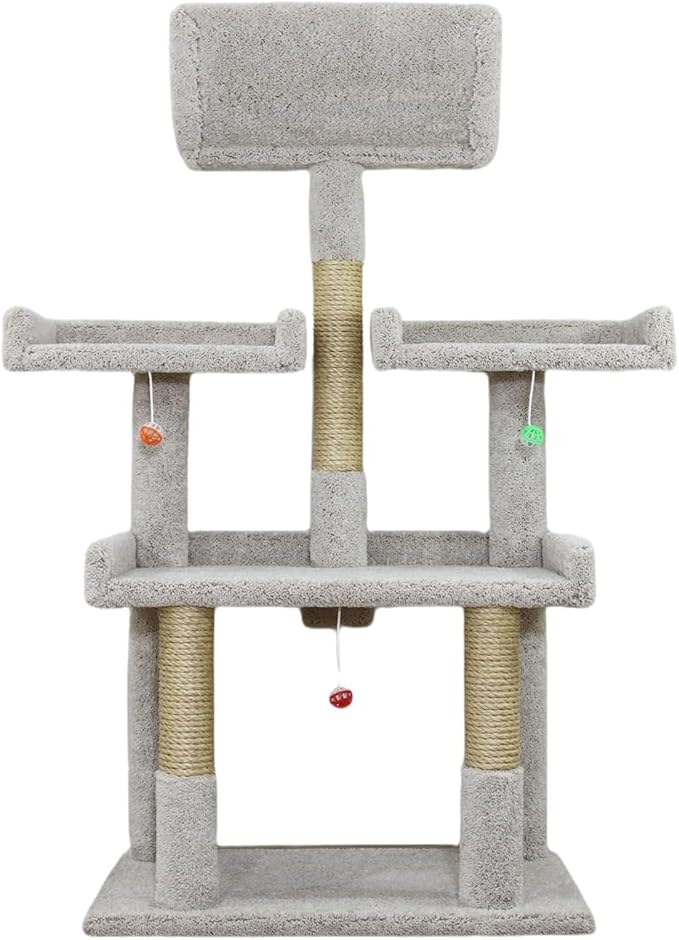 Fresh Trees 56" Extra Large Spacious Tree 56" H x 30" W x 24" D Extra Large Cat Tree with Multiple Platforms and Scratching Posts for Active Cats