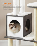 Feandrea Cat Tree, 65-Inch Modern Cat Tower for Indoor Cats, Multi-Level Cat Condo with 5 Scratching Posts, Perch, Washable Removable Cushions, Cat Furniture, Misty Gray UPCT166G03
