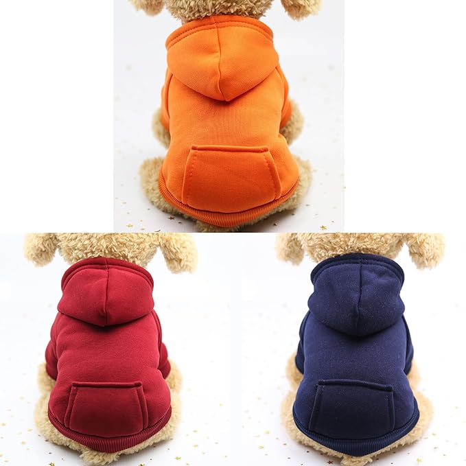 TAPBULL Dog Dresses, Fashionable Pet Dog Sweatshirt Clothes in Dark Colors, Cute Cat Birthday Dress Outfit (Red/Blue/Orange 3-Pack), Large