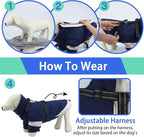 MIGOHI Thermal Large Dog Coat with Harness Waterproof Jacket for Large Dogs,Thick Dog Winter Coat,Snow Jacket for Dogs Windproof for Hunting Camping Chilly Days,Doberman,Great Dane,XXXL,NavyBlue