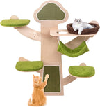 PETSITE 71 Inch Cat Wall Shelves, Tree-Like Wall Mounted Cat Tree Climber Furniture with Sisal Scratching Post and Mats, Perches, Hammock, Bed, Removable & Washable Padded Cushions
