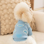 Winter Dog Sweater with Heart Shaped Pearl Decoration Thick Puppy Sweater for Small Dogs Pet Coat Dog Birthday