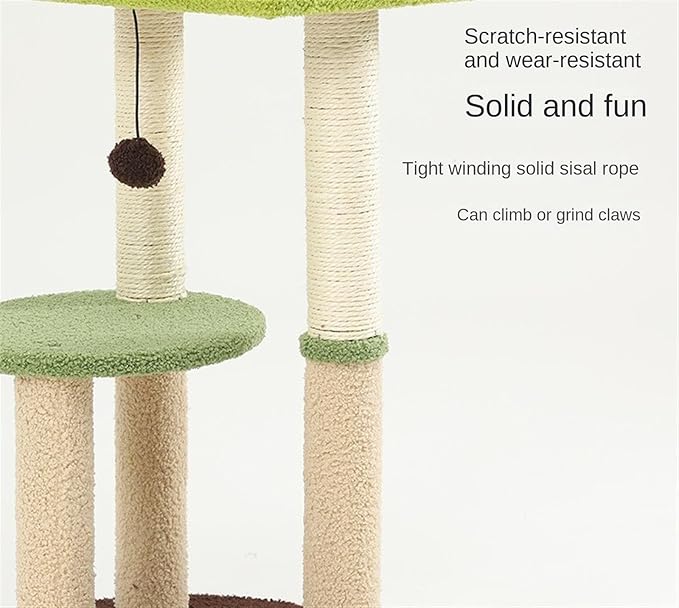 Cat Tree Activity Indoor Outdoor Post Avocado Cat Tree for Indoor Tower Cozy Top Perch Sisal Scratching Posts(45 * 83cm)