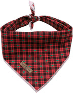 Lionet Paws Christmas Dog Bandana - 1PC Red Tree Dog Bandana, Washable Reversible Cotton Boy Bibs Scarf, Adjustable Square Kerchief for Small to Large Dogs
