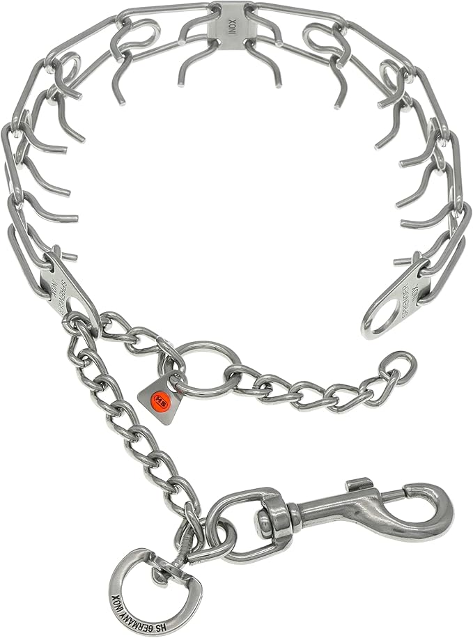 Herm Sprenger Stainless Steel Ultra-Plus Prong Dog Training Collar with Quick Release Snap Hook and Swivel D-Ring for Medium Large Dogs Professional Training Pinch Collar Made in Germany